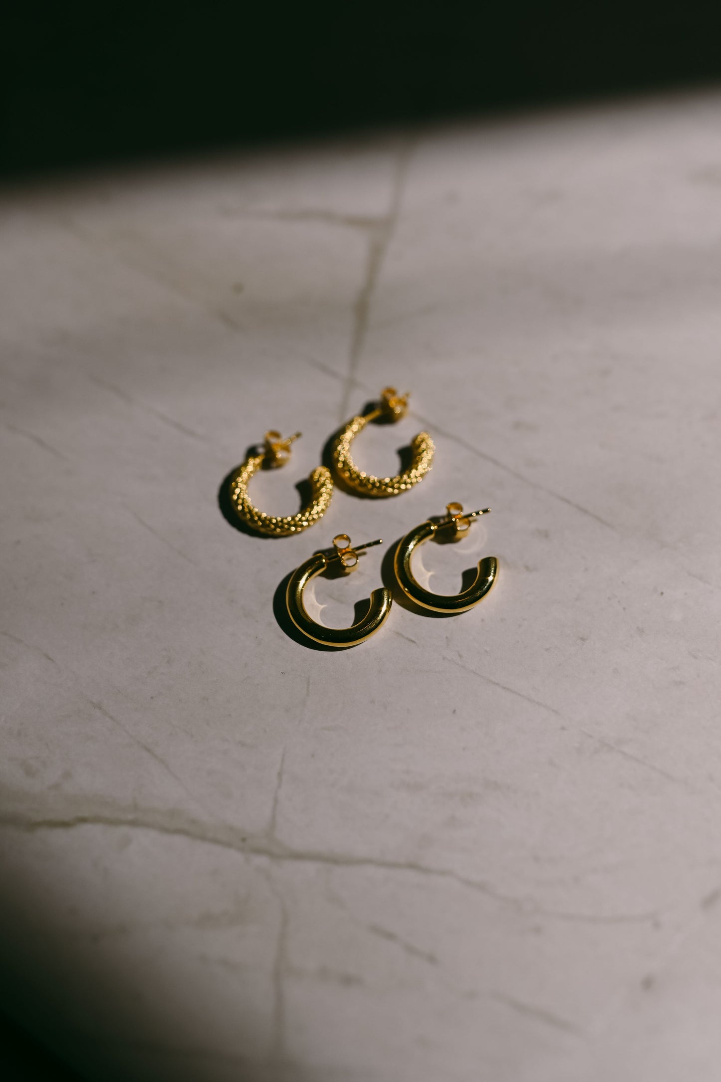 Textured and Original 18k Gold Hoops